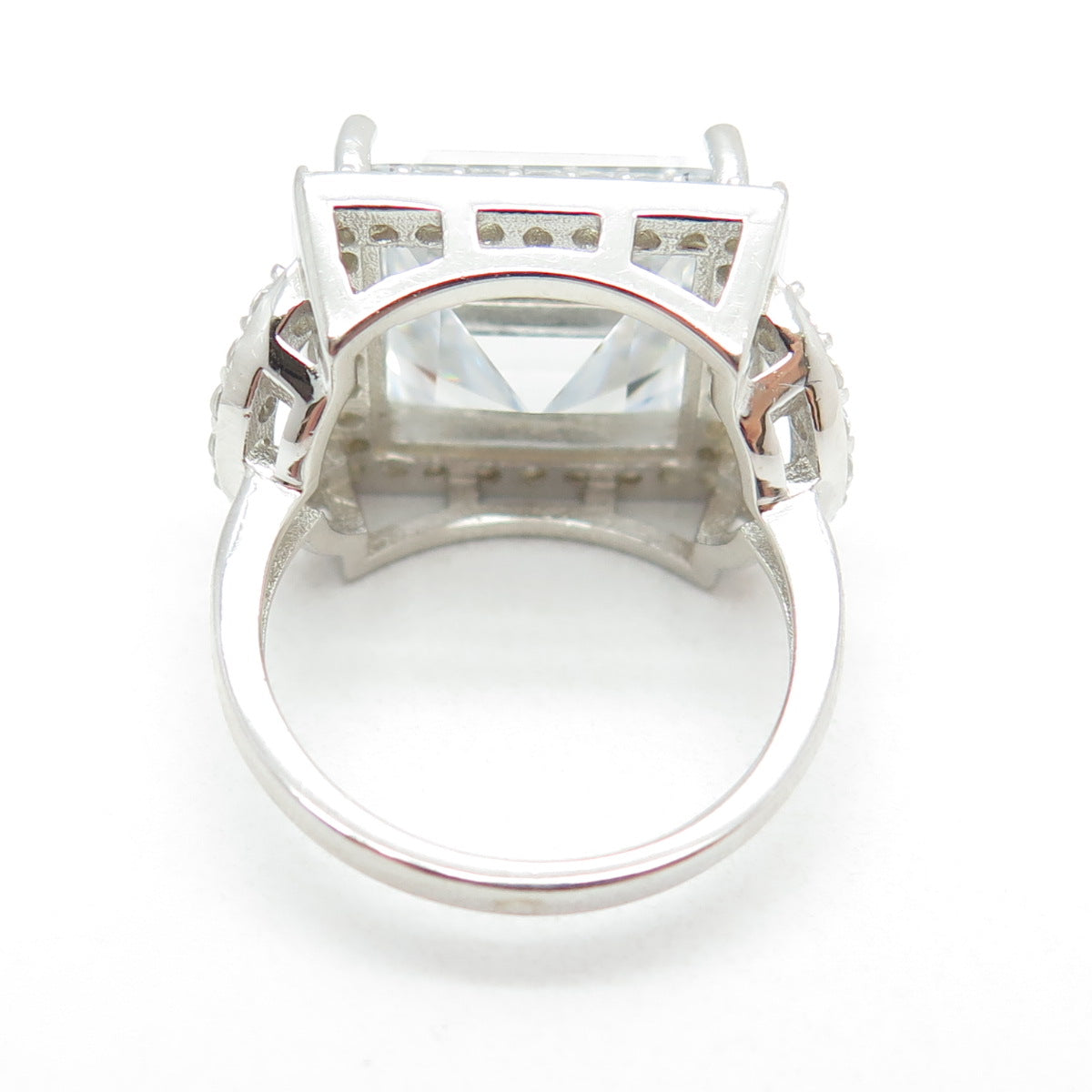 925 Sterling Silver Princess & Round-Cut C Z Ring Size 5