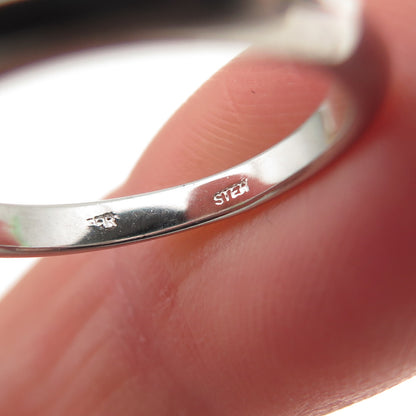 925 Sterling Silver Triangle-Cut C Z Engagement Ring Size 6