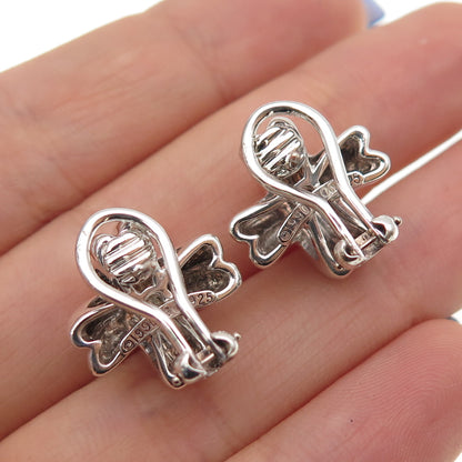 TIFFANY & CO. Sterling Silver Vintage 1990 Signature X-Shape Omega Back Earrings