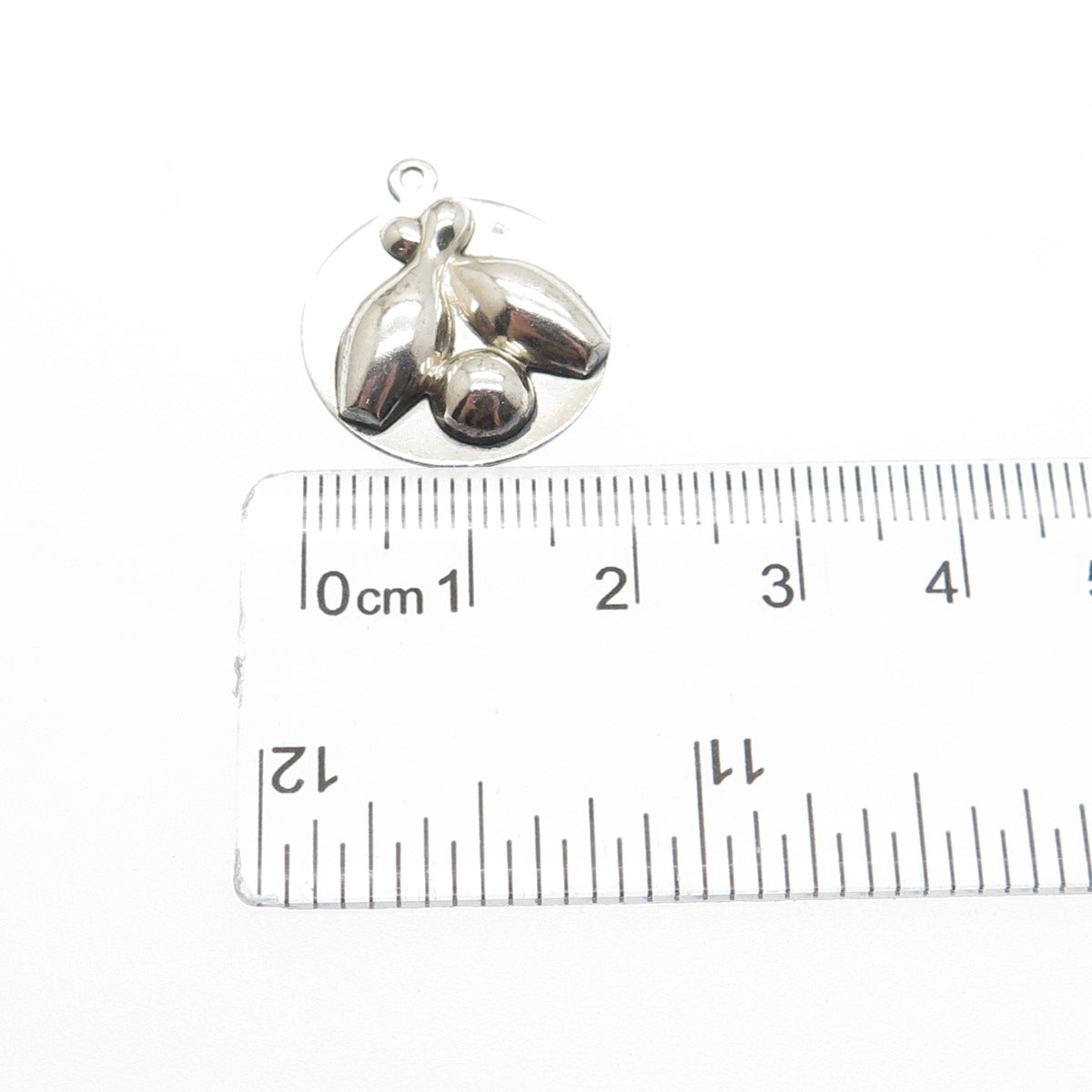 BEAU 925 Sterling Silver Vintage Bowling Minimalist Charm Pendant