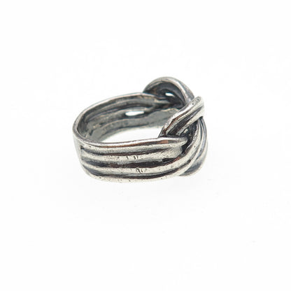 925 Sterling Silver Vintage Modernist Knot Oxidized Ring Size 5.5