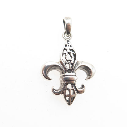 925 Sterling Silver Vintage Fleur-de-Lis Pendant