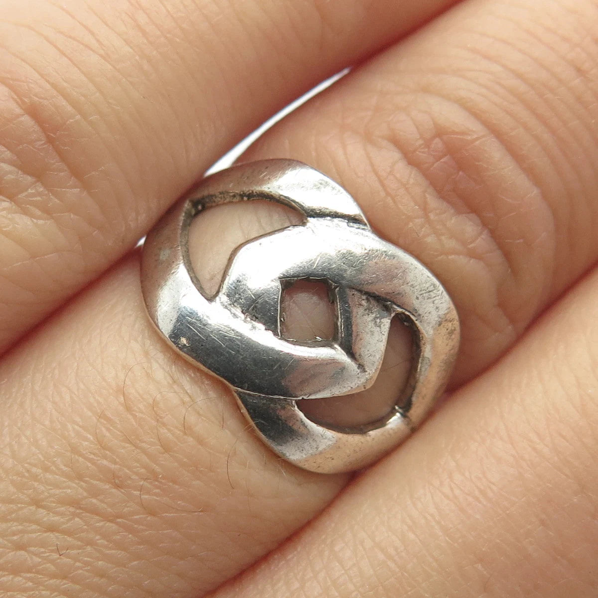 925 Sterling Silver Vintage Knot Modernist Ring Size 6