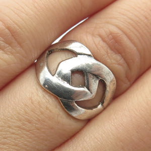 925 Sterling Silver Vintage Knot Modernist Ring Size 6