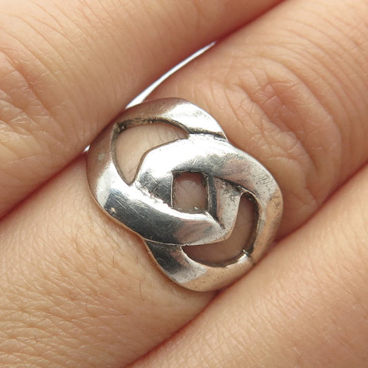 925 Sterling Silver Vintage Knot Modernist Ring Size 6
