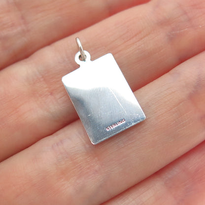 925 Sterling Silver Red Enamel I Am The Creator Of Love Minimalist Charm Pendant