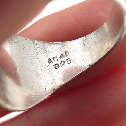 925 Sterling Silver Vintage Mexico Aries Zodiac Sign Oxidized Ring Size 10.75