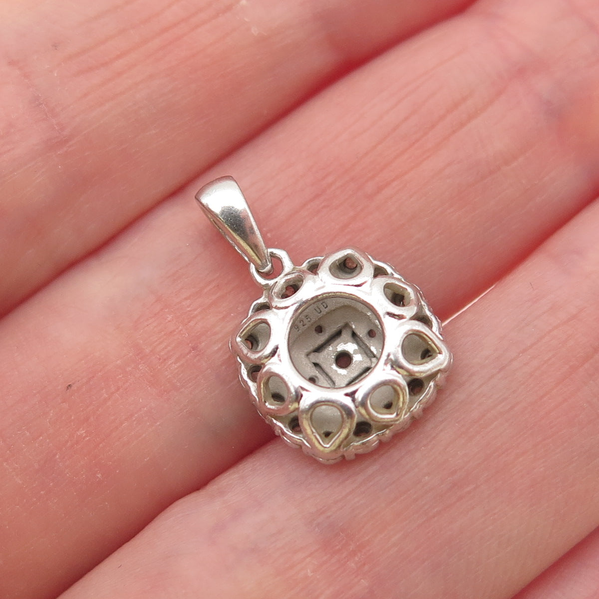925 Sterling Silver Real Round-Cut Diamond Mini Charm Pendant