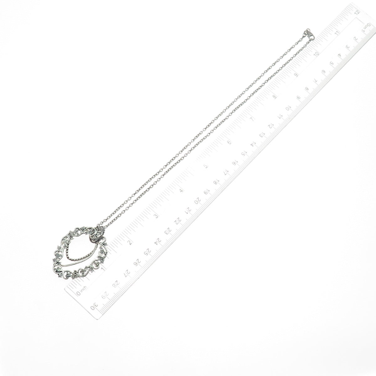 OR PAZ PZ 925 Sterling Silver Vintage Floral Teardrop Cable Chain Necklace 16"