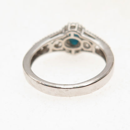 Chuck Clemency 925 Sterling Silver Real Turquoise & White Topaz Ring Size 7.25