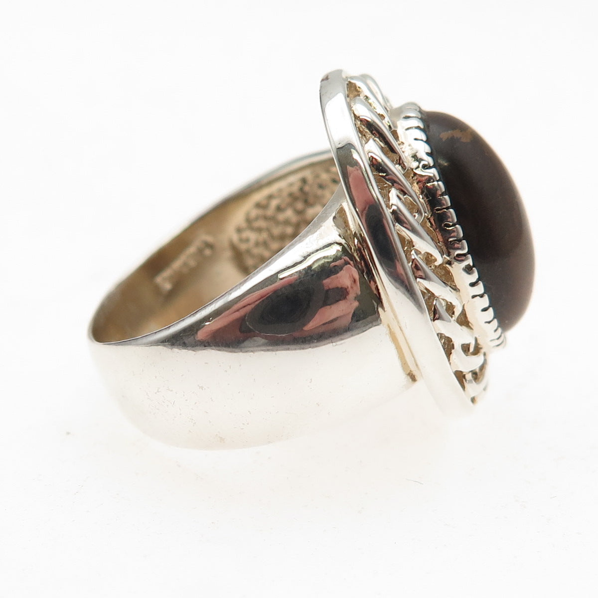 Badavici 925 Sterling Silver Vintage Real Tiger Eye Woven Ring Size 7.25