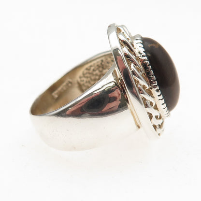 Badavici 925 Sterling Silver Vintage Real Tiger Eye Woven Ring Size 7.25