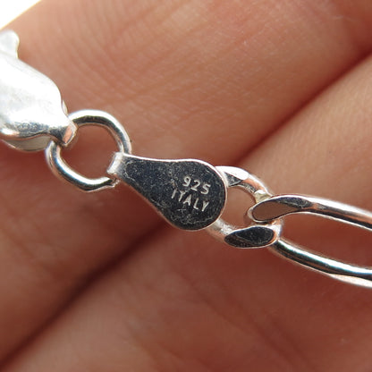 925 Sterling Silver Vintage Italy Figaro Chain Necklace 22"