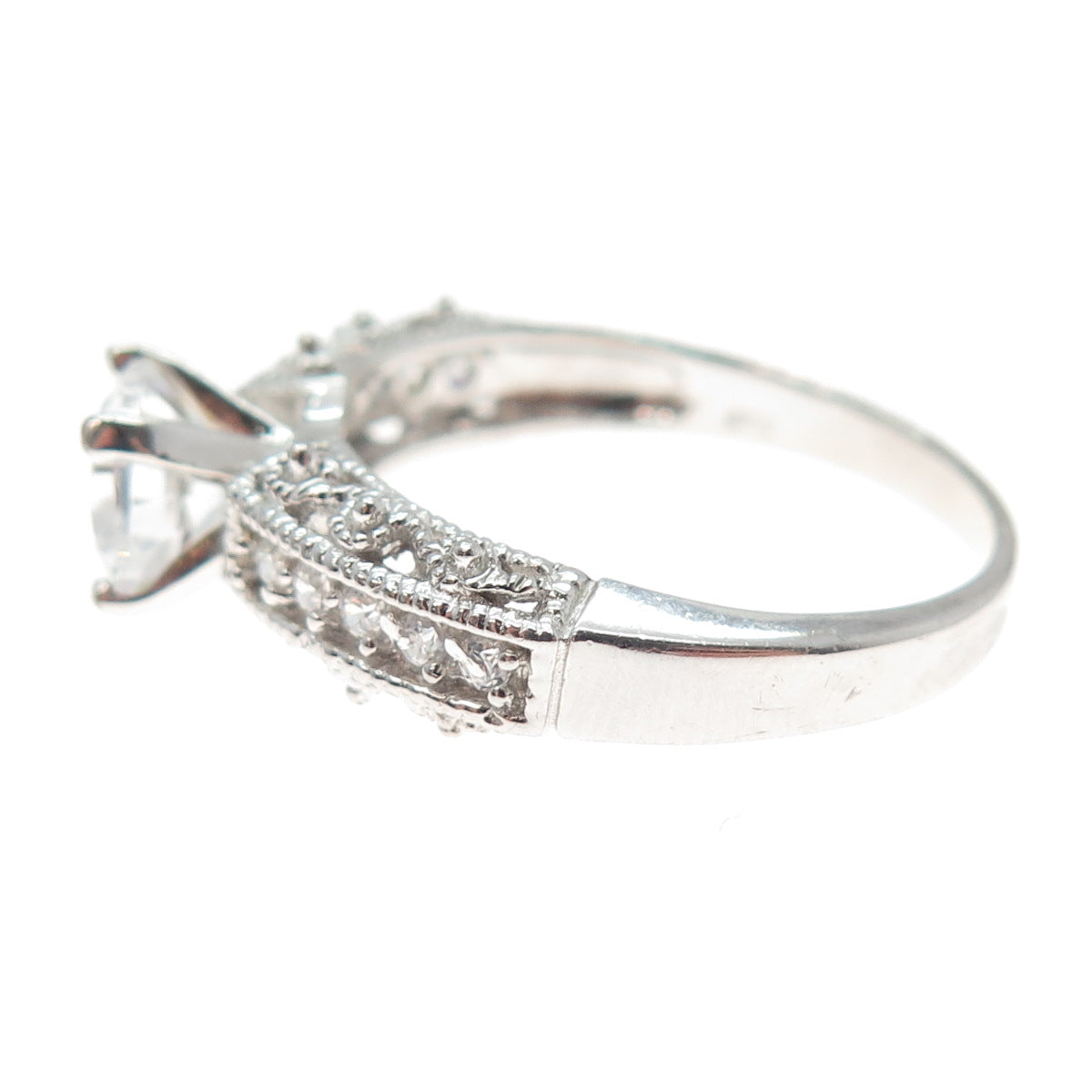 925 Sterling Silver Round-Cut C Z Engagement Ring Size 9.25