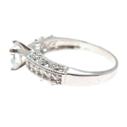 925 Sterling Silver Round-Cut C Z Engagement Ring Size 9.25
