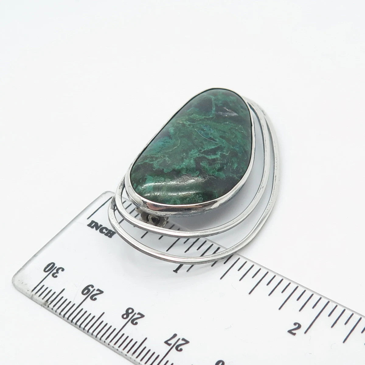 925 Sterling Silver Vintage Israel Real Eilat Gemstone Pin Brooch