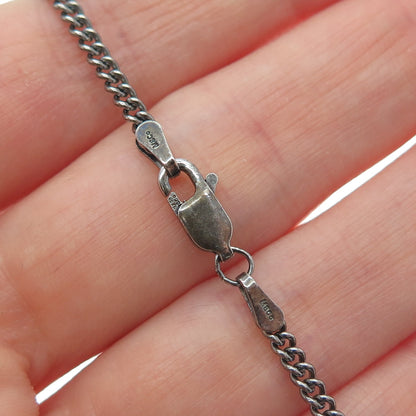 SUARTI BALI 925 Sterling Vintage MOP Granulated Curb Chain Oxidized Necklace 18"
