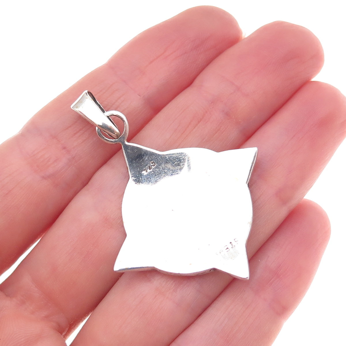 925 Sterling Silver Vintage Four Elements Celtic Oxidized Charm Pendant