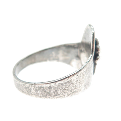 925 Sterling Silver Vintage Modernist Hammered Overlap Oxidized Ring Size 10.5