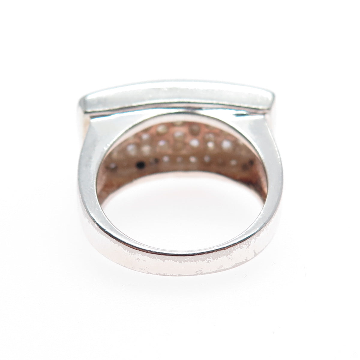 925 Sterling Silver Vintage Round-Cut C Z Statement Ring Size 6.25