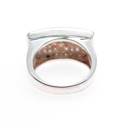 925 Sterling Silver Vintage Round-Cut C Z Statement Ring Size 6.25