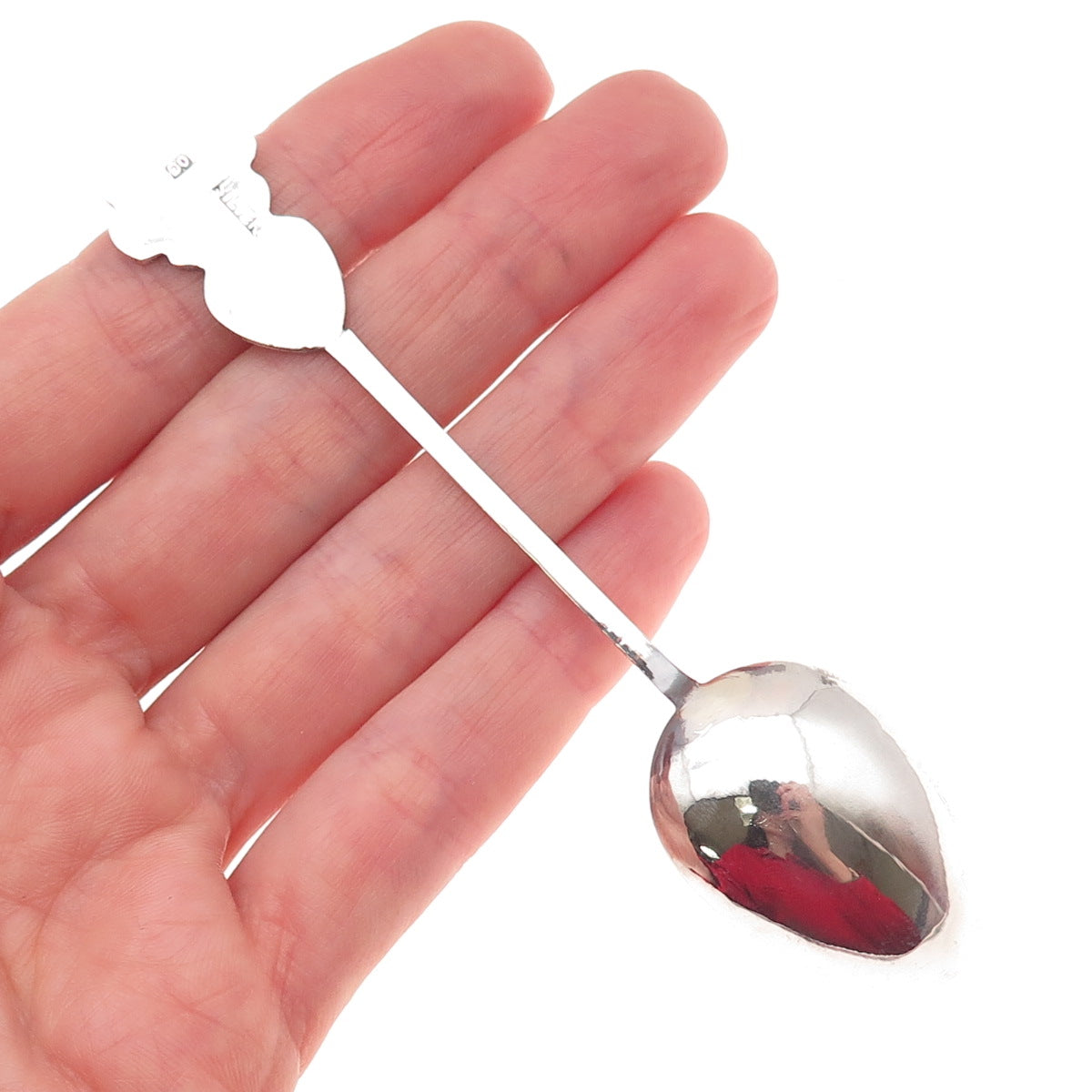 925 Sterling Silver Antique Chinese Fortune & Longevity Bamboo Coffee Spoon