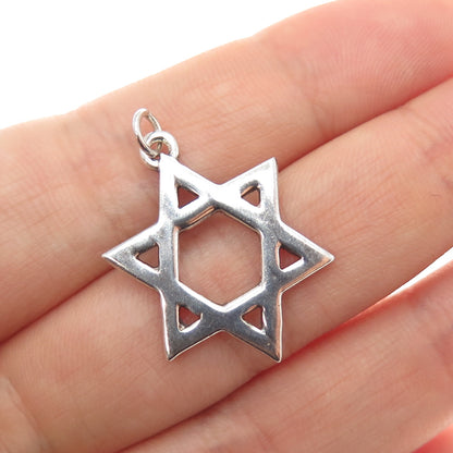 925 Sterling Silver Vintage Star of David Charm Pendant