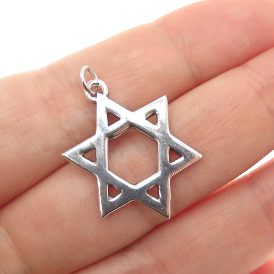 925 Sterling Silver Vintage Star of David Charm Pendant