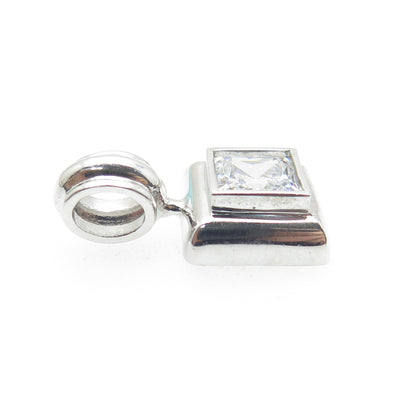 925 Sterling Silver Princess-Cut C Z Charm Pendant