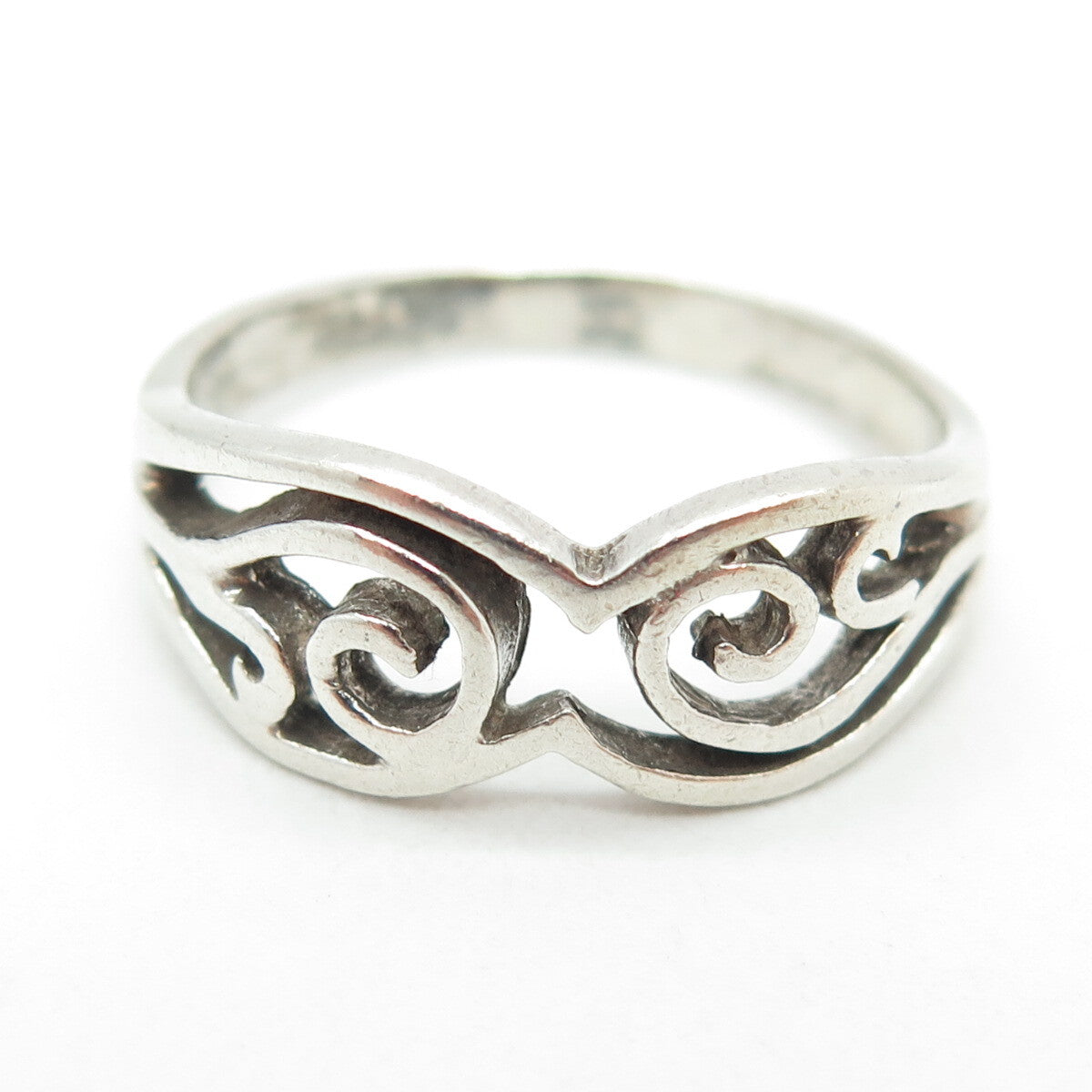925 Sterling Silver Vintage Swirl Ring Size 10.75