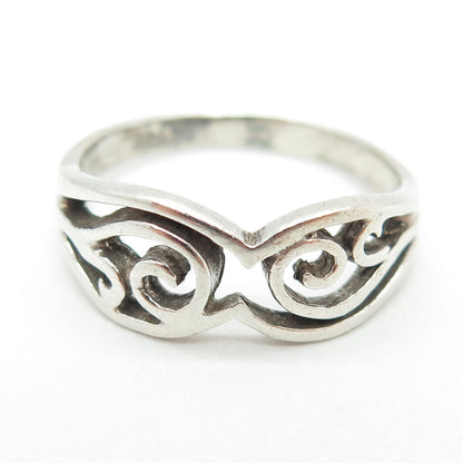 925 Sterling Silver Vintage Swirl Ring Size 10.75