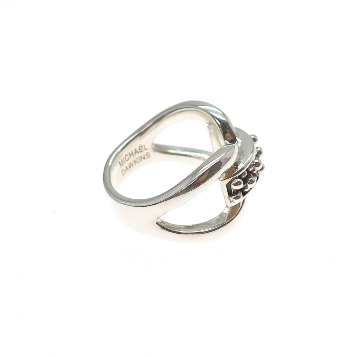 MICHAEL DAWKINS 925 Sterling Silver Modernist Beaded Ring Size 5.25