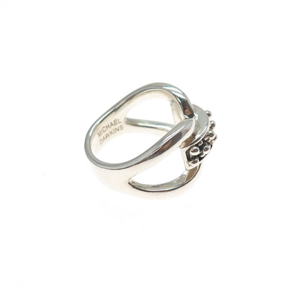 MICHAEL DAWKINS 925 Sterling Silver Modernist Beaded Ring Size 5.25