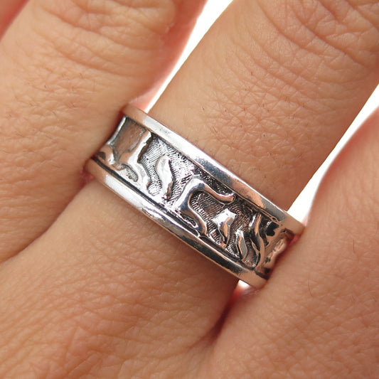 925 Sterling Silver Vintage Song of Solomon Judaica Band Ring Size 8.25