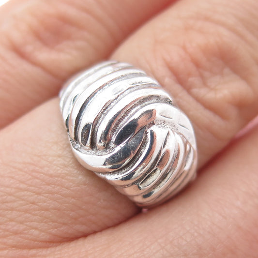 925 Sterling Silver Vintage Modernist Yin Yang Ring Size 6.25