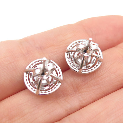 925 Sterling Silver Round & Emerald-Cut C Z Interchangeable Stud Earrings