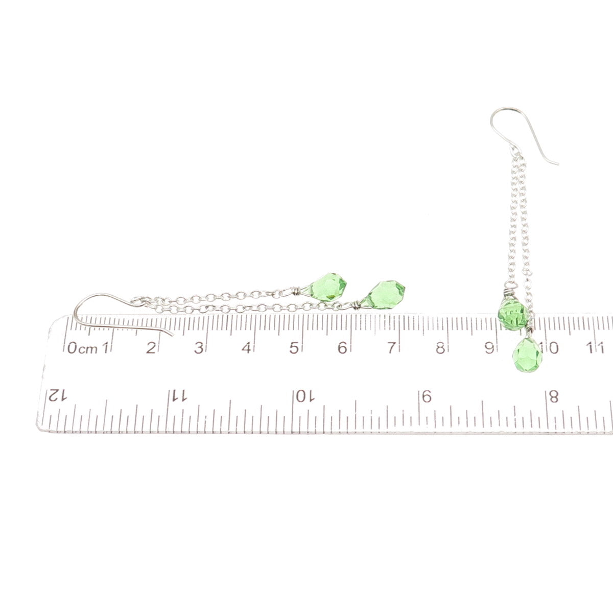 925 Sterling Silver Tsavorite Crystal Chain Drop Dangle Earrings
