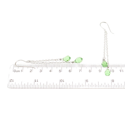 925 Sterling Silver Tsavorite Crystal Chain Drop Dangle Earrings