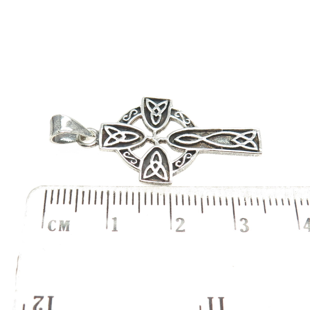 925 Sterling Silver Vintage Celtic Cross Oxidized Pendant