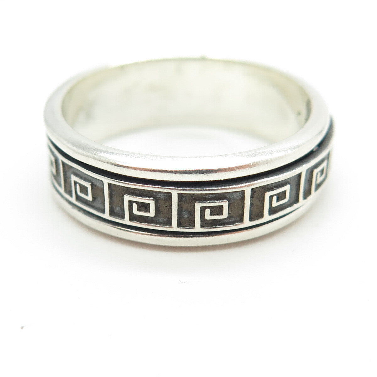 925 Sterling Silver Vintage Greek Maze Band Ring Size 11.75