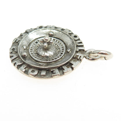 925 Sterling Silver Vintage Roulette Good Luck Charm Pendant