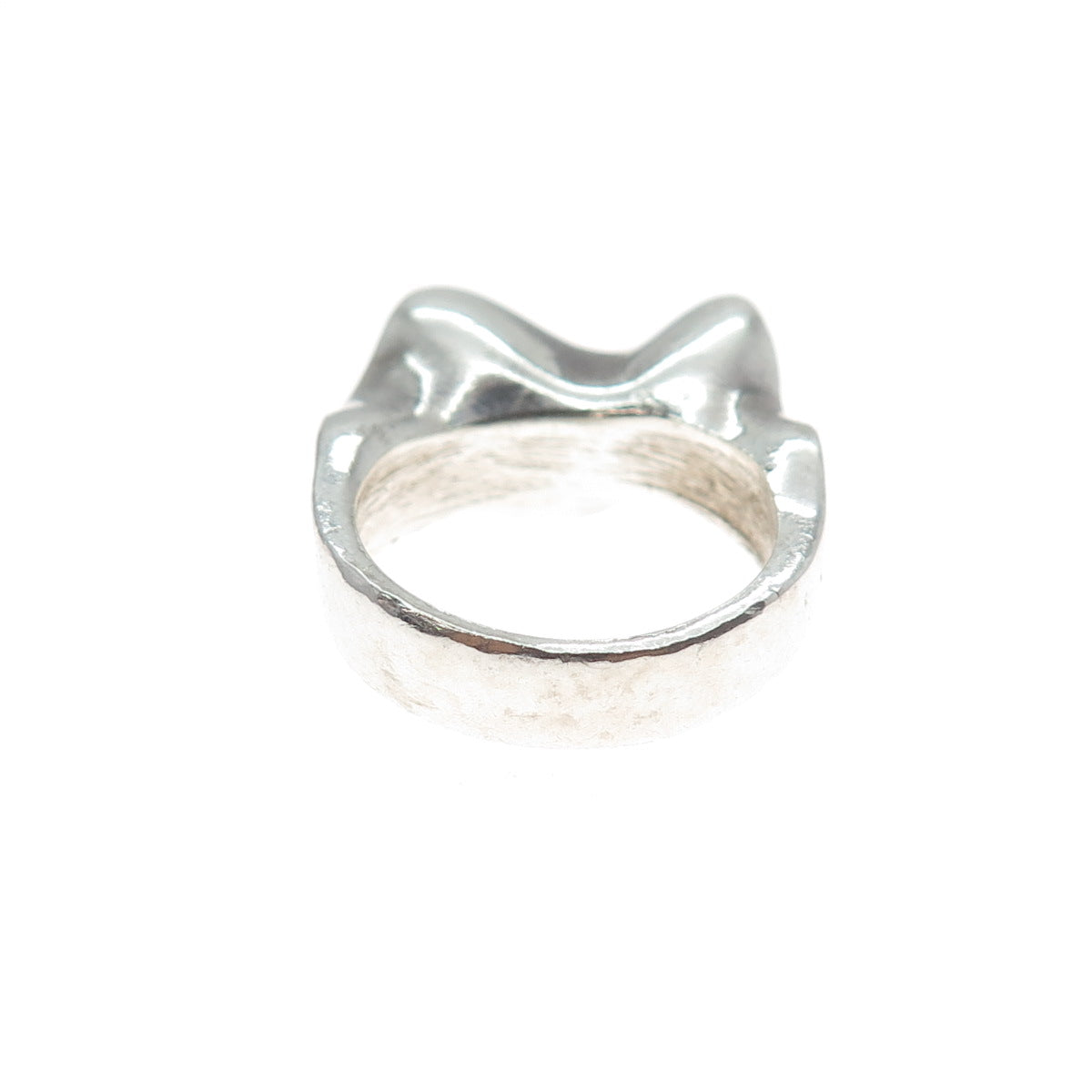 925 Sterling Silver Vintage Enamel Modernist Wavy Ring Size 7.75