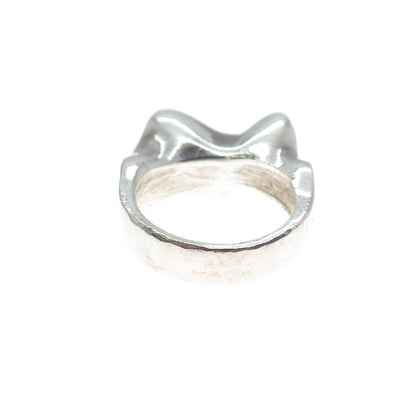 925 Sterling Silver Vintage Enamel Modernist Wavy Ring Size 7.75