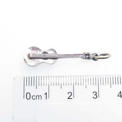 925 Sterling Silver Vintage Guitar Minimalist Charm Pendant