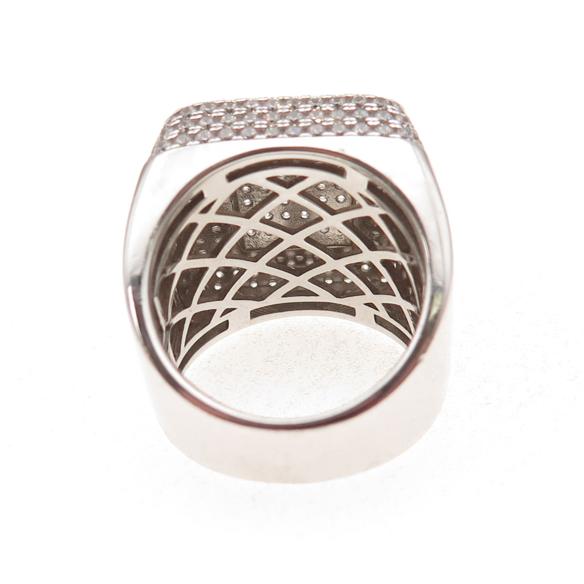 925 Sterling Silver Round-Cut C Z Statement Ring Size 10.25