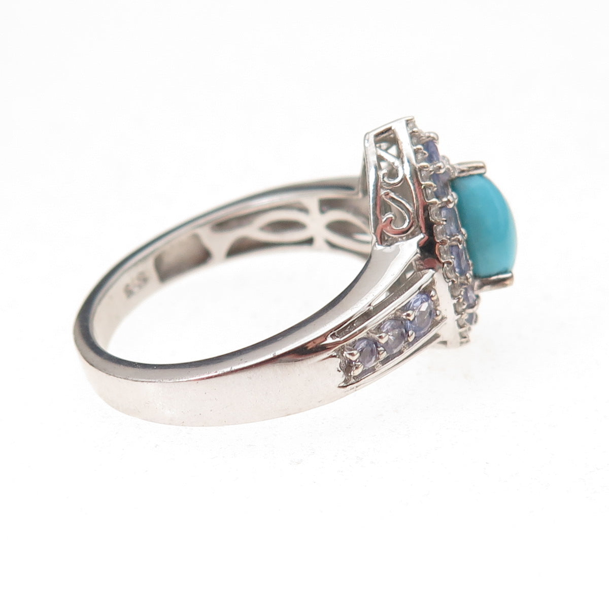 Chuck Clemency 925 Sterling Silver Real Turquoise Tanzanite & Topaz Ring Size 9