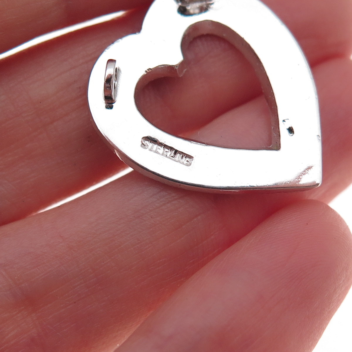 925 Sterling Silver Antique Art Deco Real Marcasite Heart Slide Charm Pendant