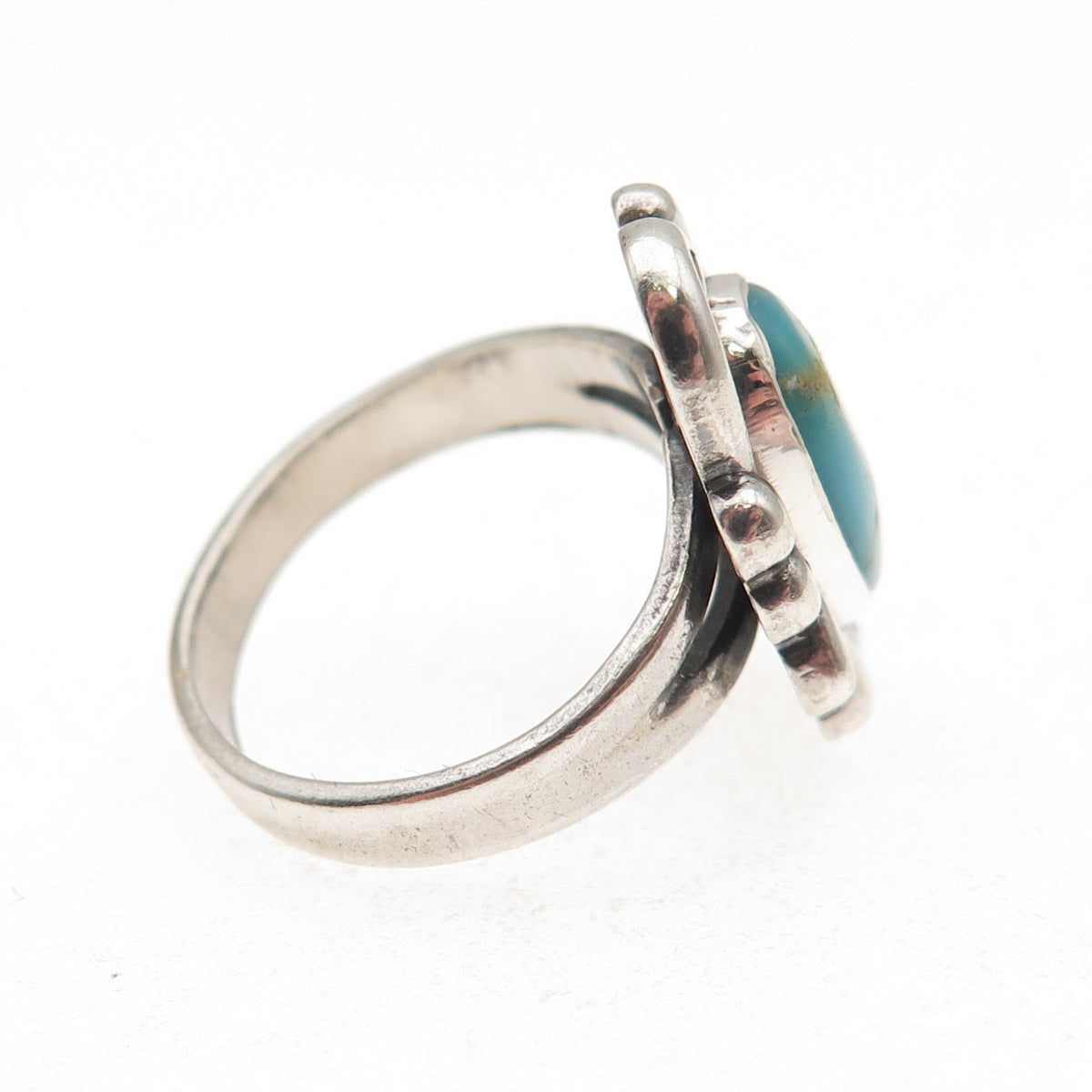 Bell Trading Post Old Pawn Sterling Silver Vintage Turquoise Tribal Ring Size 5