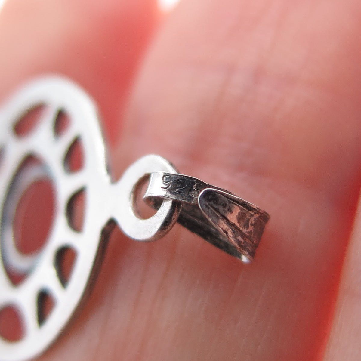 925 Sterling Silver Vintage Hamsa Amulet Oxidized Charm Pendant