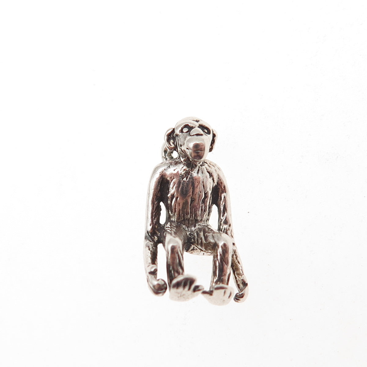 925 Sterling Silver Vintage Monkey Oxidized 3D Mini Charm Pendant